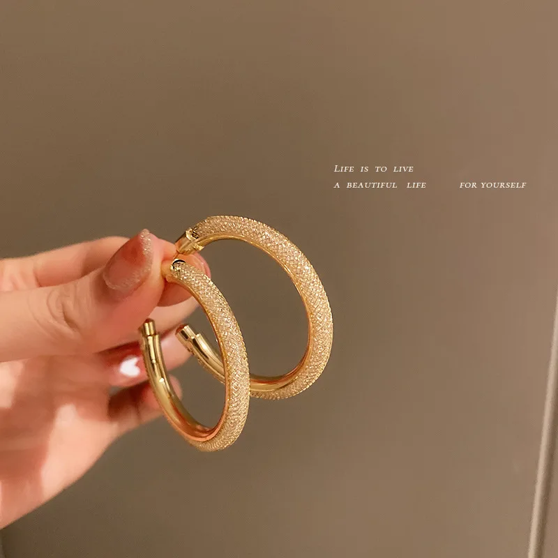

net crystal 14k gold plated hoop earrings