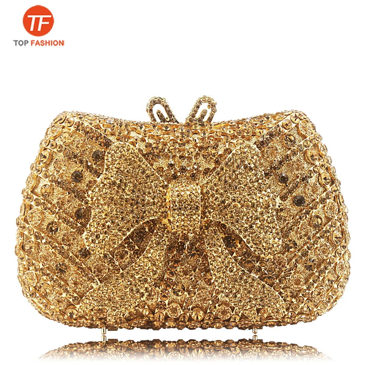 

Ladies Crystal Clutches Evening Bags Purse Bow Designed for Party Prom Wedding Handbags, ( accept customized )