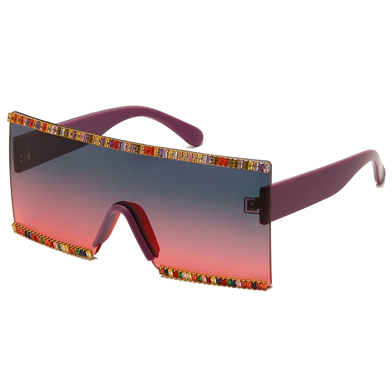 

NWOGLSS 1796 High Quality Oversized One-piece Square Diamond Sunglasses 2021