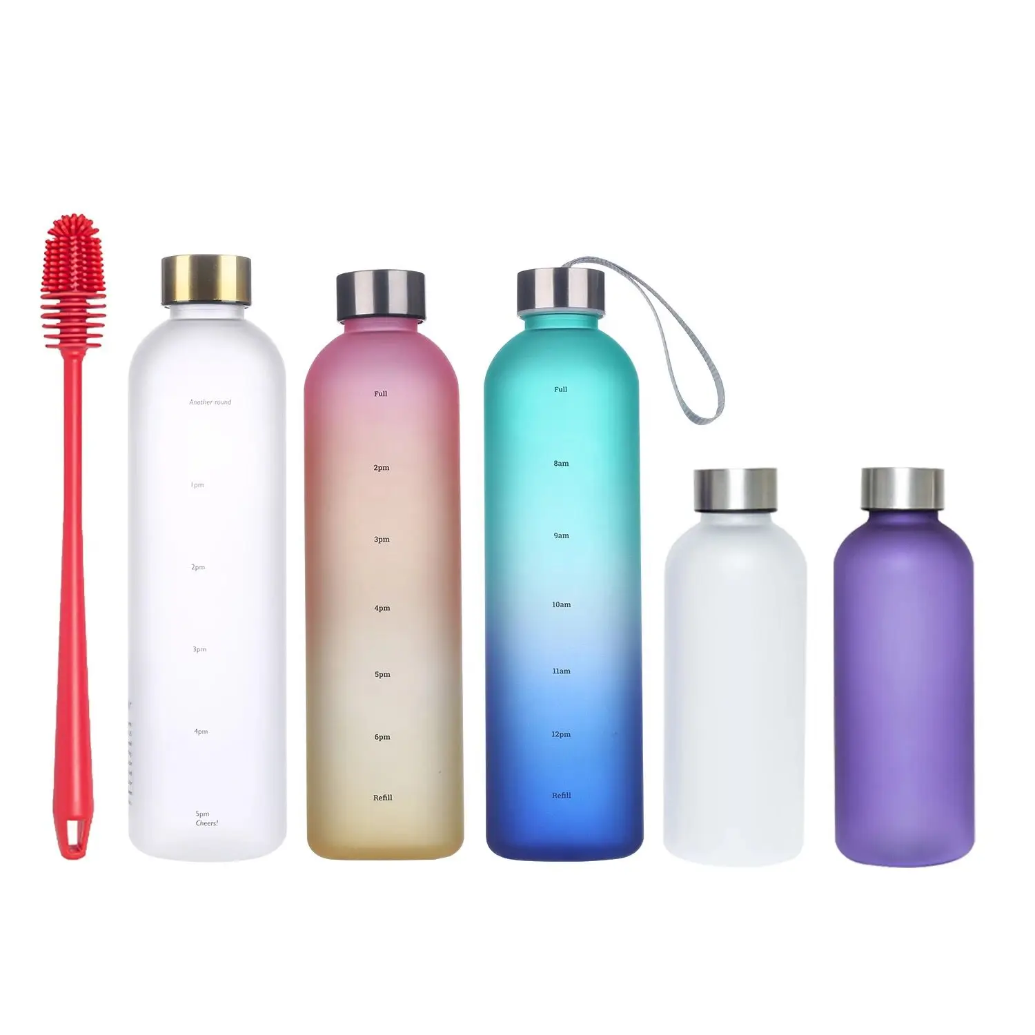 

FREE SAMPLE 32oz 1L Time Marker Leakproof Bicycle Product Tritan Sport Frosted Plastic Water Bottle BPA Free, Customized color