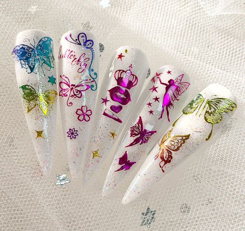 

2020 luxury gold 3D gilding nail foil stickers 3d butterfly art nail sticker