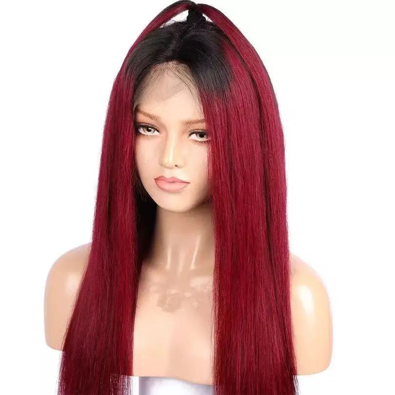 

Wholesale real natural 100% human hair burgundy color wigs, brazilian virgin human hair full lace wig for black women, Darker colors