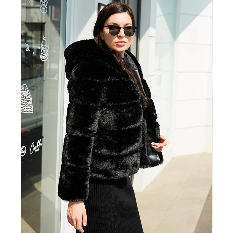 

Autumn Winter Faux Fur Coat Women 2021 Casual Warm Soft Fur Jacket Plush Overcoat Rabbit Plus Size Teddy Coat Female XXXL, Picture