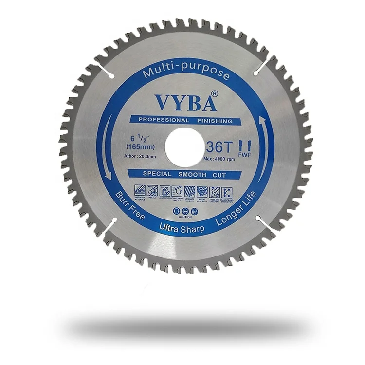 

165mm 36T Multi purposeTCT circular saw blade cutting for sandwich aluminum panels