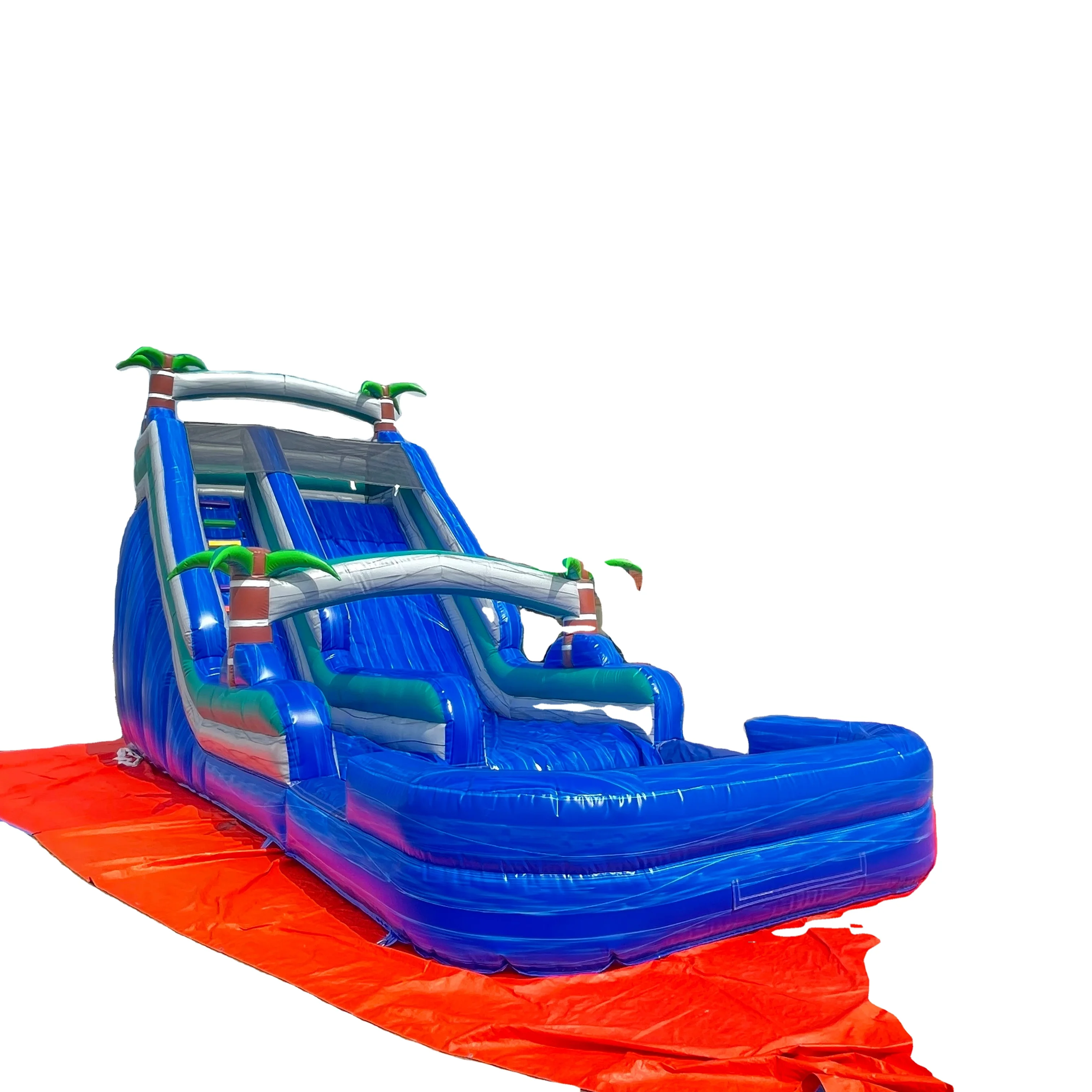 

blue palm tree inflatable water slide for sale inflatable bouncer slide for kids outdoor, Customized