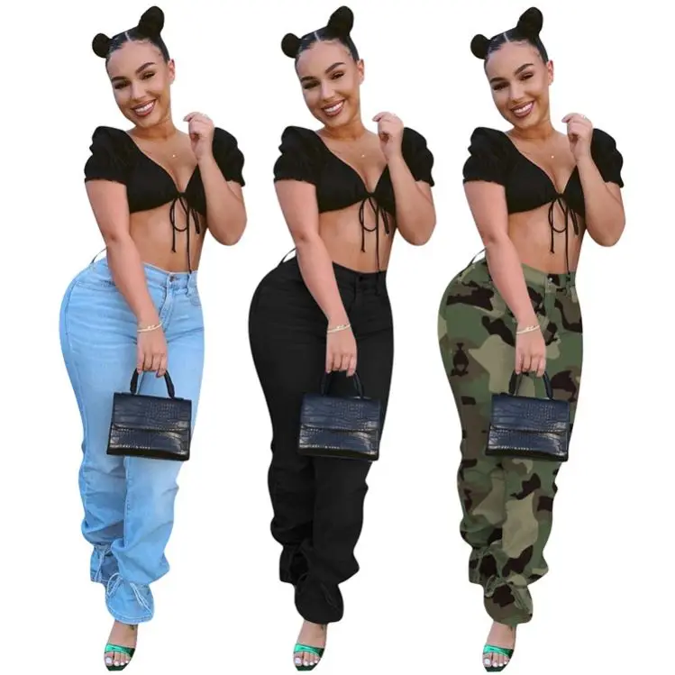 

Fall Hot Onsale Fashion Streetwear 3 Colors Mid Waist Denim Pants Women Female Bottoms Ladies Trousers Jeans Pants