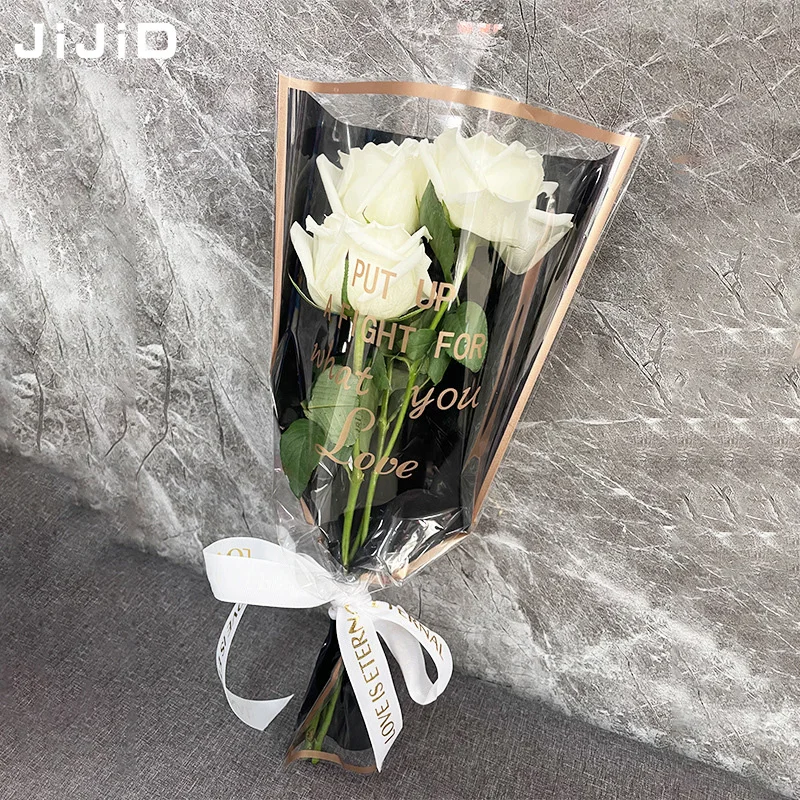 

JIJID Flower Packaging Bag Cellophane Single Rose Bouquet Bags Diy Floral Package Flower Sleeves