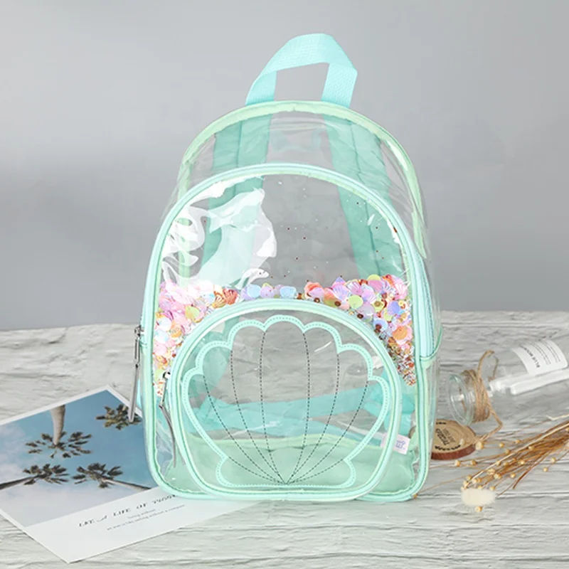 

Ready Fashion Lightweight Portable Waterproof Clear PVC Kids School Backpack, Green