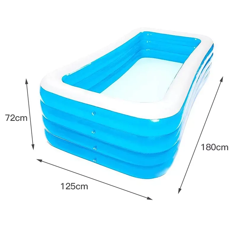 

180*125*72cm Summer Rectangular Family Inflatable Swimming Pool