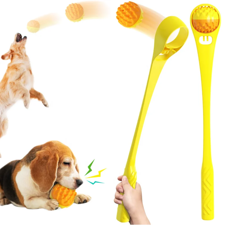

New Outdoor Pet Toys Dog Ball Launcher Interactive Training Dog Ball Thrower With Squeaky Chew Ball