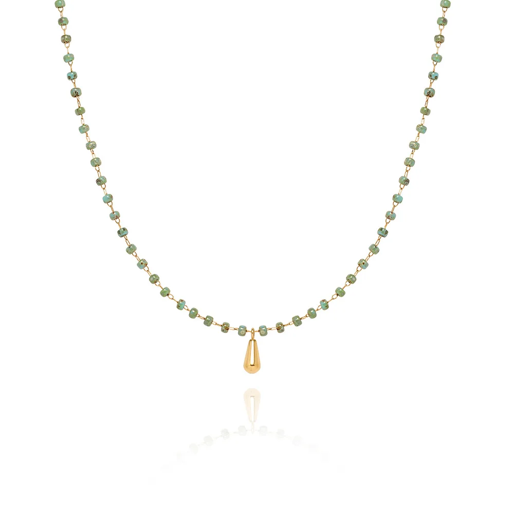 

joyffo Vintage Handmade Crystal Healing Stones Necklace Beads Chain Necklace Water Drop Pendant Necklace For Women