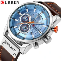 

CURREN 8291 antique China boys quartz watch ECO Genuine Leather Strap water resist Chronograph date display expedition watch