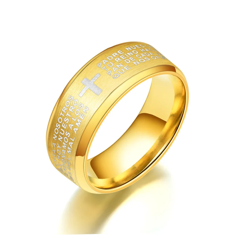 

AliExpress Christian Accessories Engagement Jewelry Wedding Colorful Version Bible Jesus Cross Stainless Steel Ring