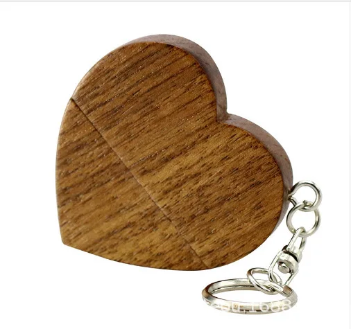

Metal Keychain wooden heart san disk usb, Light wood colour/ deep wood colour