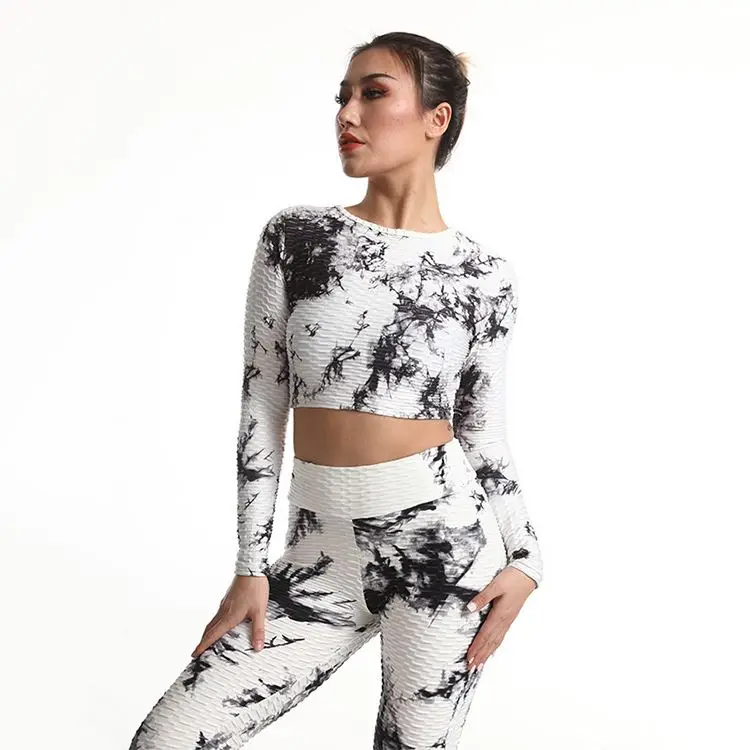 

Set Yoga Seamless Fitness Women Print Solid Gym Leggings, Customized colors