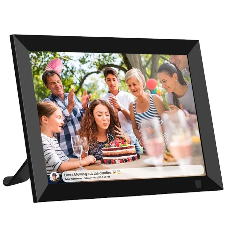 

PORTRAIT & LANDSCAPE & AUTO ROTATION 10.1" Frameo app IPS Touch Screen 16GB HDMI wooden case WiFi Photo picture Frame