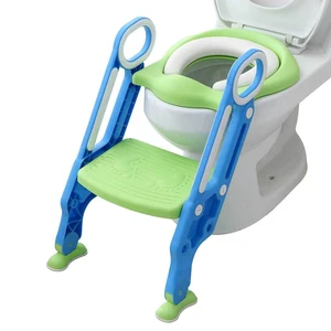 Image of Plastic Baby Potty Training Toilet Seat With Ladder Potty Ladder Baby Toilet for kids and child