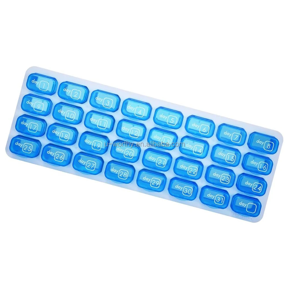 

Ningbo Factory Free Sample PP Material Custom Color Weekly Journey Vitamin Medicine Organizer 31days Monthly Pill Box