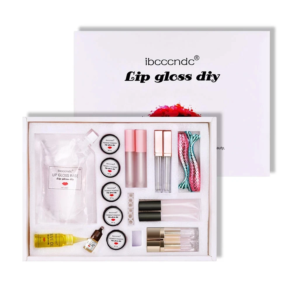 

Custom Cosmetic Handmade lip gloss starter kit coloring powder pigment versa gel lipgloss base Makeup Olive Oil Flavor diy kit