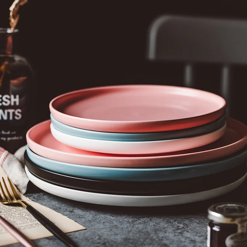 

Hot sale new product matte black dinner plates ceramic tableware
