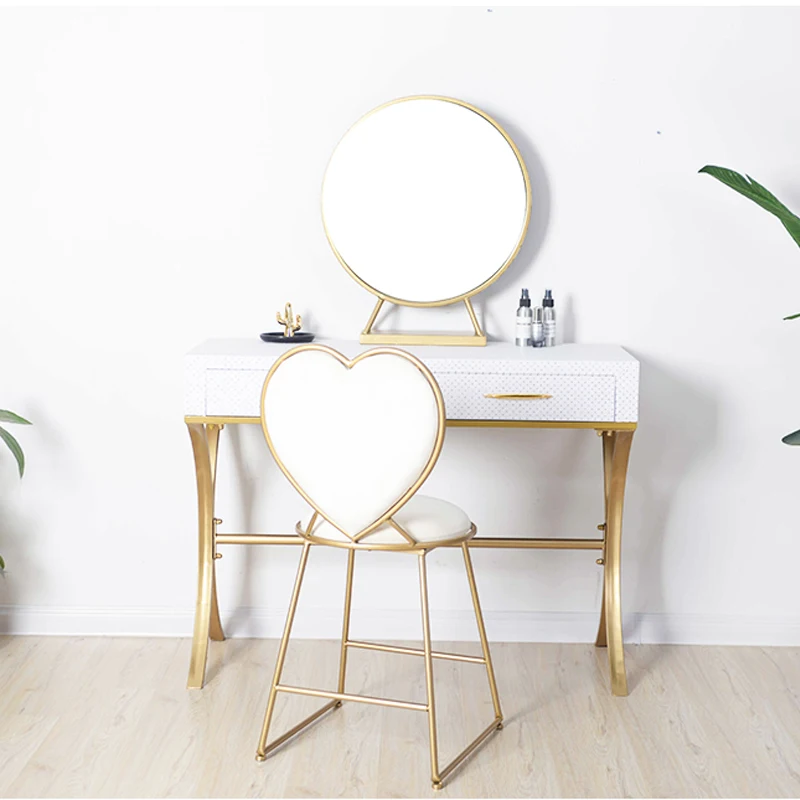 
Modern Simple Creative bedroom princess girl heart dressing table European makeup Nail chair European iron manicure chair 