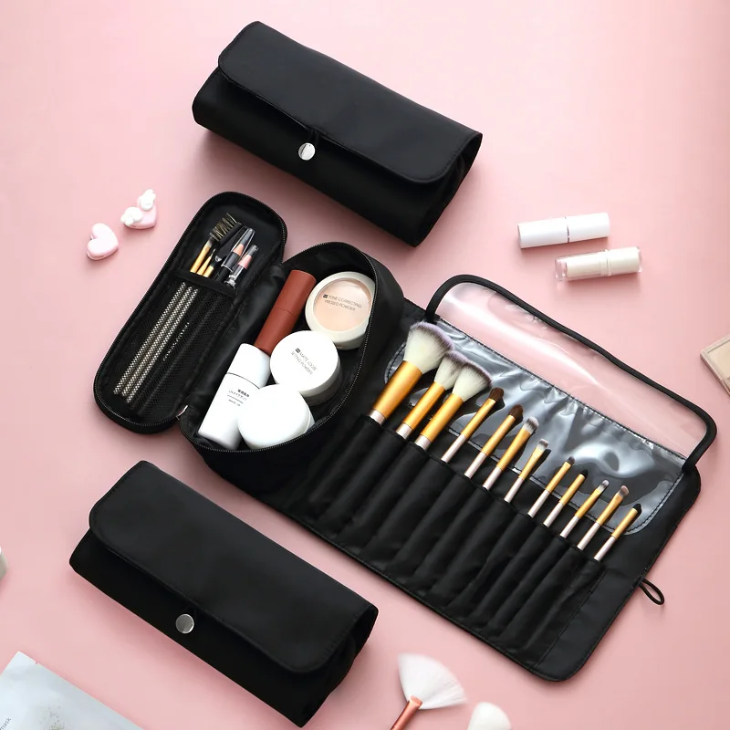 

Women beauty tool storage cosmetics brush organizer package make up cosmetic brush holder bag brush makeup bag, Black