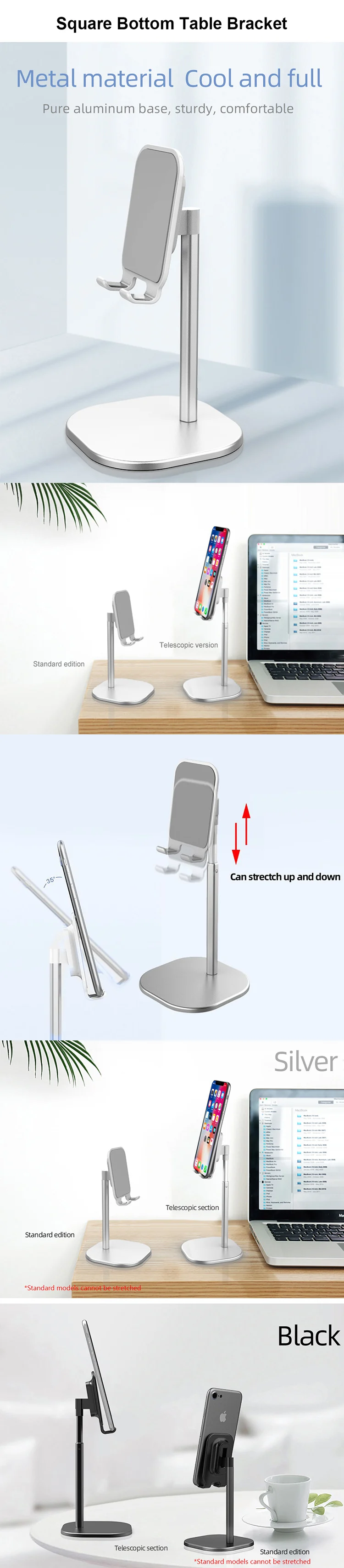 Telescopic Universal Adjustable Smart Cell Mobile Phone Stand Holder for Online Education