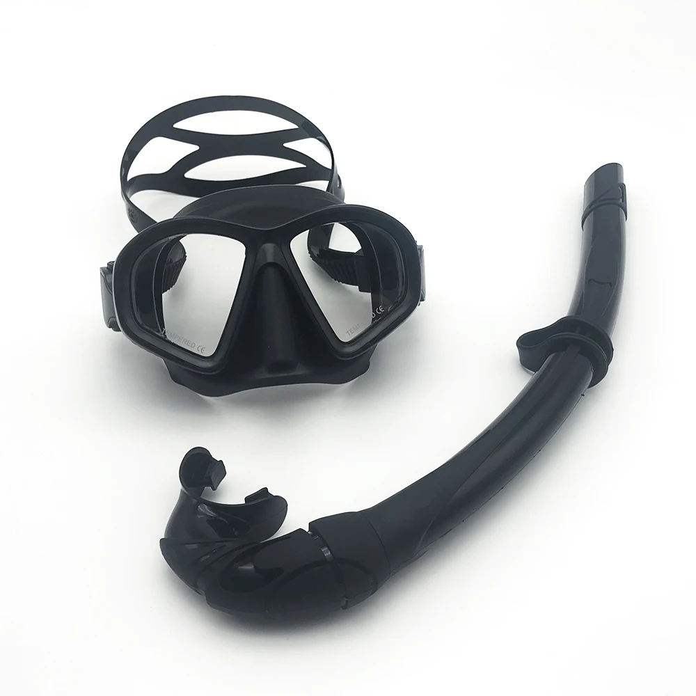 
Silicone Low Volume Snorkel Diving Mask Set with Tempered Glasses Lens 