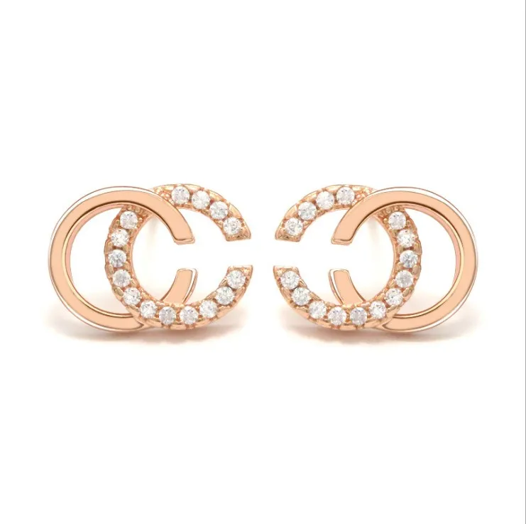 

Temperament letter c earrings plated rose gold double c earrings female