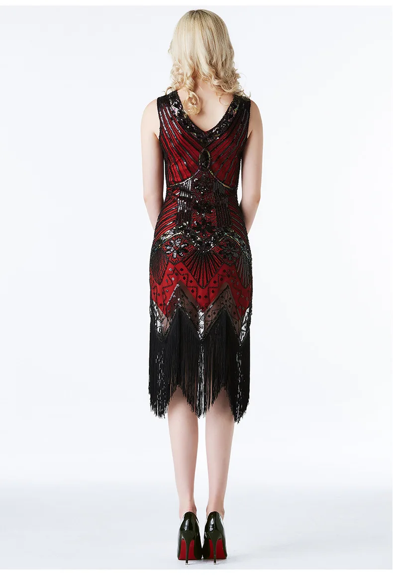 XXXL Size 1920S Vintage Sequin Charleston Dress Great Gatsby Sexy Women Evening Party Shining Bling Tassel Dress