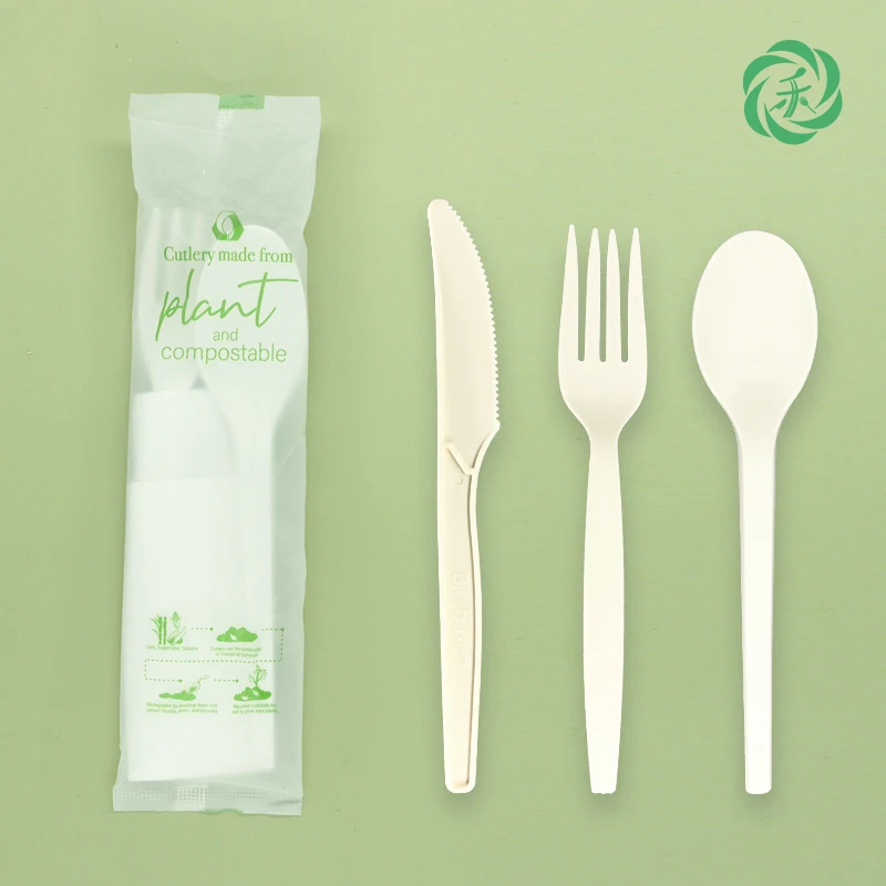 

trending products 2022 new arrivals en13432 compostable, plant biodegradable compostable corn starch utensils eco cutlery set, Any color