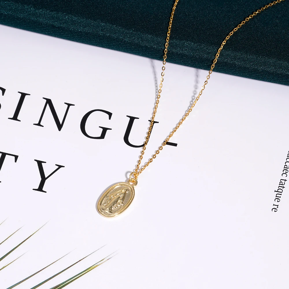 

Hot Sale 925 Sterling Silver 18k Gold Plated Jewelry Virgencita Necklace For Women