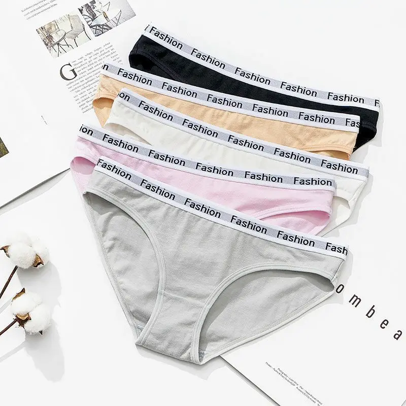 

Comfortable Low Waist Underwear Women Panties Cotton Fashion Letter Breathable Women's Briefs, As show