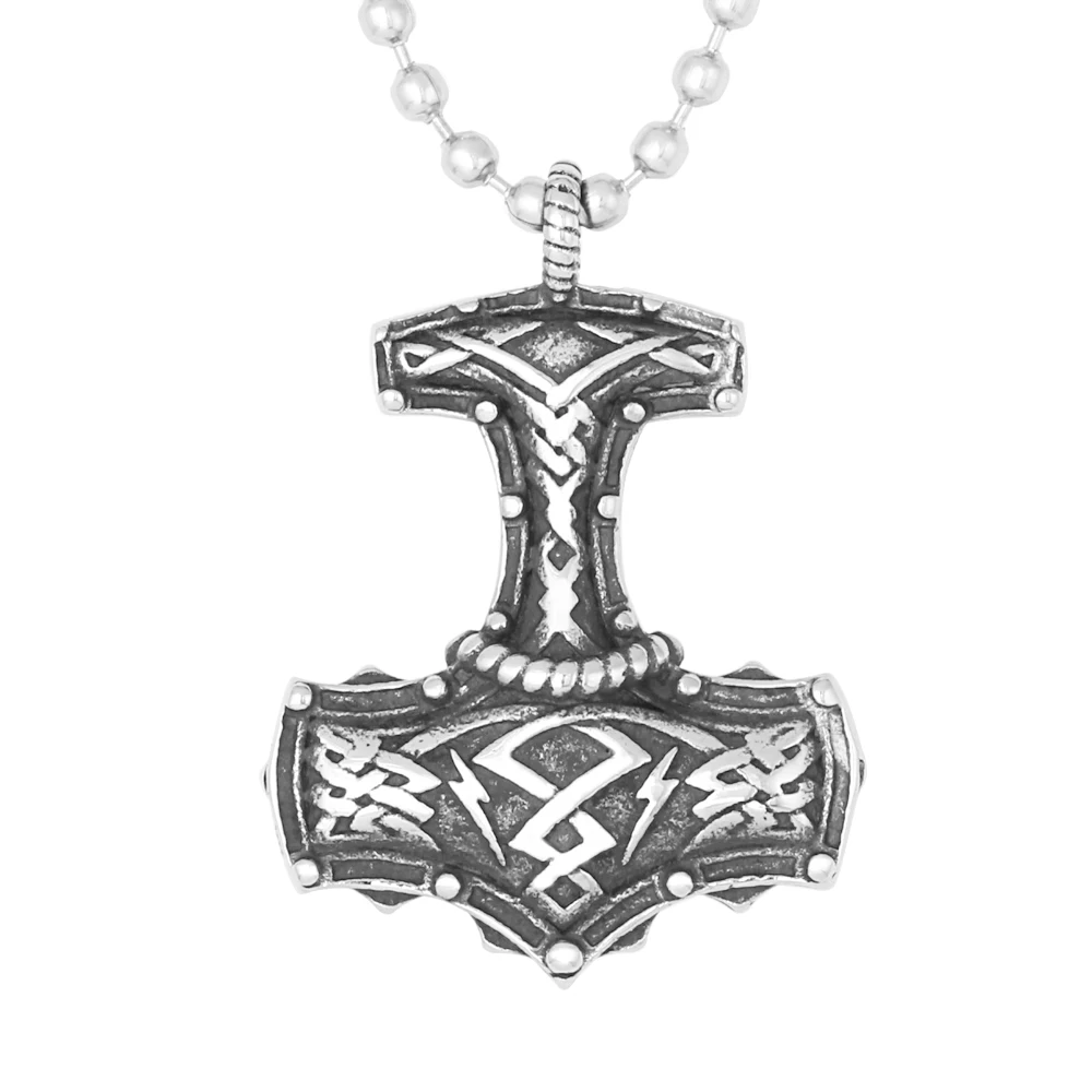 

Viking Amulet Jewelry Stainless Steel Nordic Mjolnir Thor Hammer Charm Pendant For Men