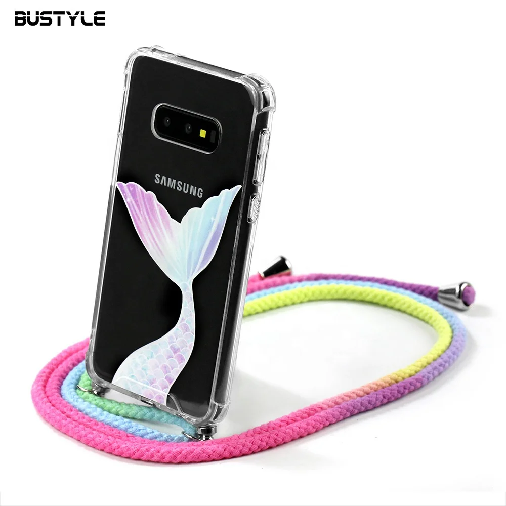 Necklace Strap Shockproof Transparent Phone Case For Iphone 7 8 plus Shoulder Belt Case Cover for iPhone X case