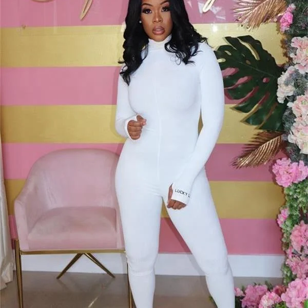 

MT217-6313 Sexy Zip Cardigan Long Sleeve Fashion Embroidered Slim Jumpsuit casual dresses women clothing casual dress women