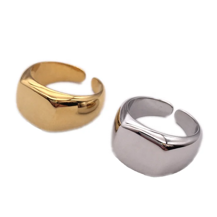 

Isunni Adjustable Brass 18K Gold plated Signet Rings Blanks for Men and Women, Customized color