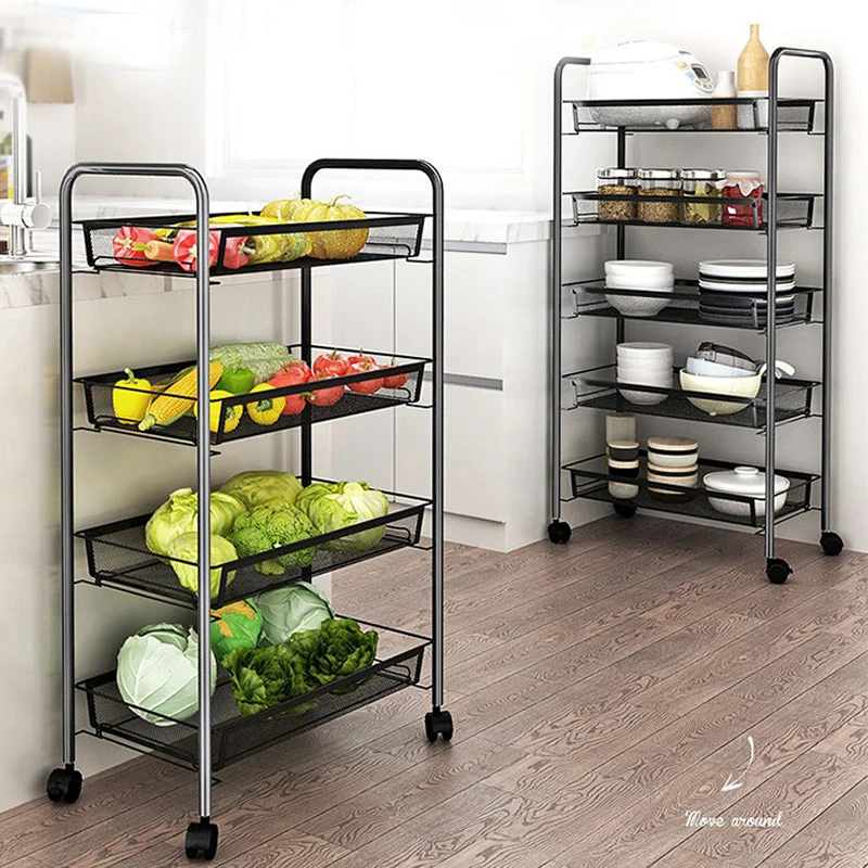 

Stainless steel kitchen vegetable storage rack spice organizer storage rack 4 layer storage cart removable