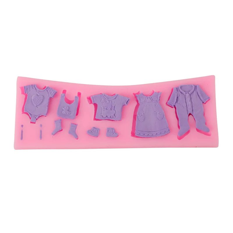 

Baby Clothes Silicone Fondant Mold 3D Cupcake Chocolate Candy Pastry Mold Wedding Cake Decorating Tools, Pink