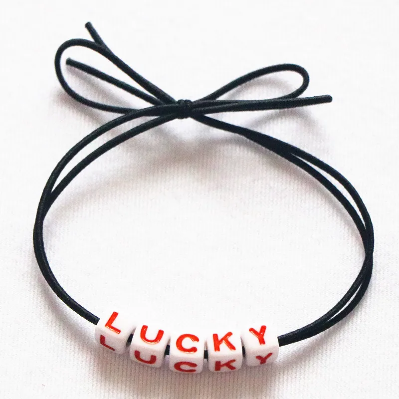 

BSCI New Activities Cheap Elastic Custom Text Lucky Charm Gifts Bracelet, Black