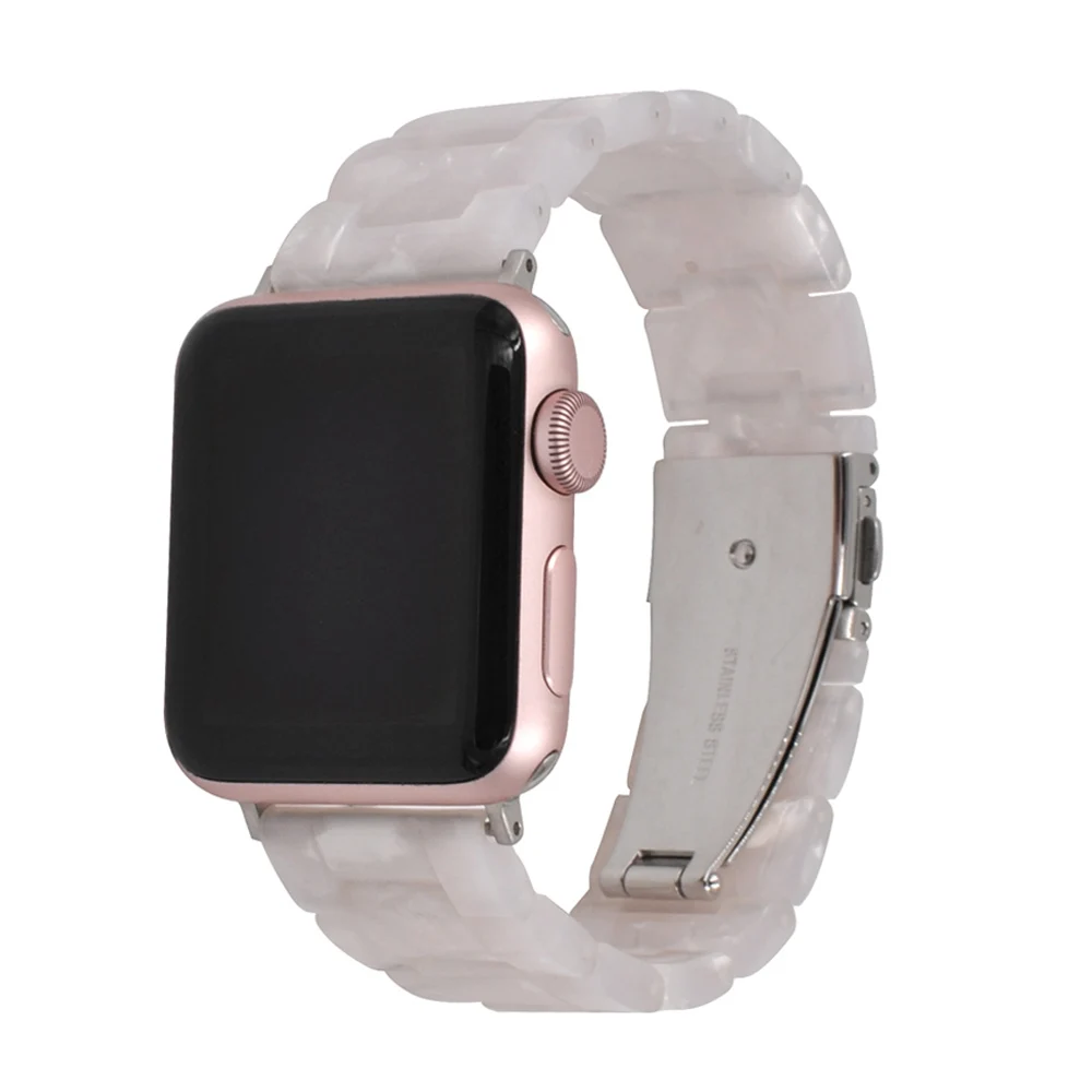 

Yapears watch Strap Vintage Resin Replacement Watchband With Metal Clasp Buckle  black white