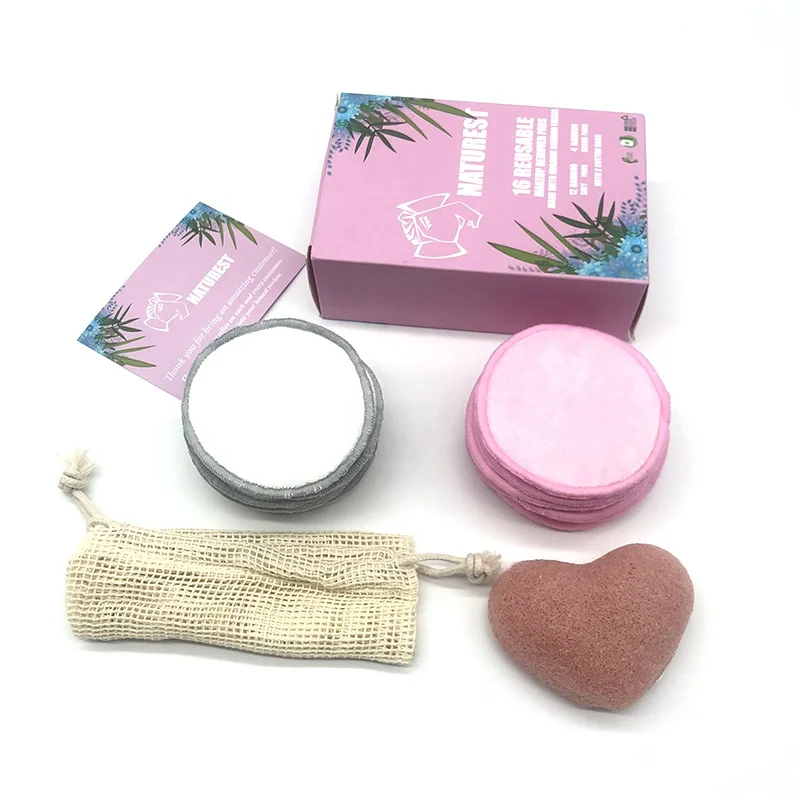 

Wholesale Round Face Bamboo Washable Reusable Makeup Remover Pads Bamboo Make Up Remover Pads, Printed & solid color