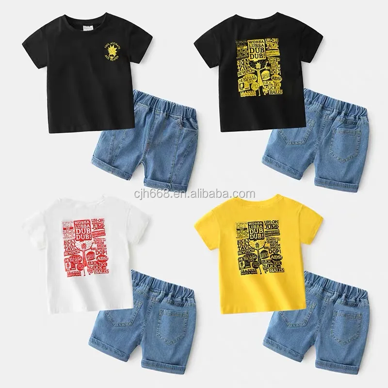 

Boy clothing set cute summer kids T shirt set cartoon children boys clothes shorts suit for kids, Picture