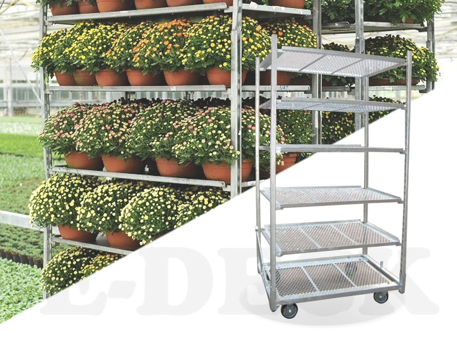 Greenhouse Garden Plant Transprotation Rolling Metal Heavy Duty Nursery