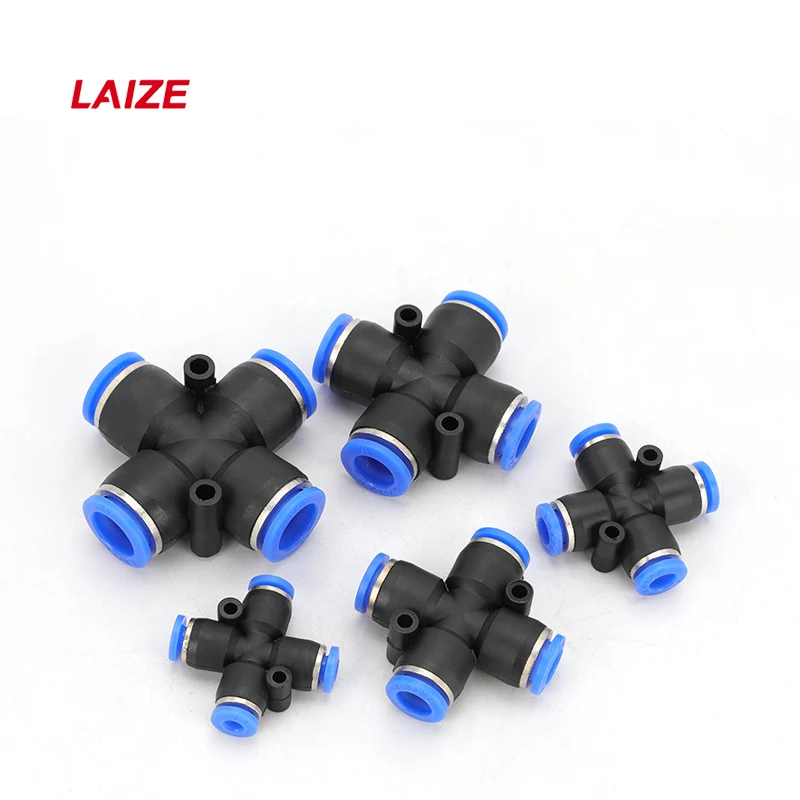 

PZA Cross Union Push-in Fitting plastic air pipe connectors one touch air hose fitting for Pneumatic