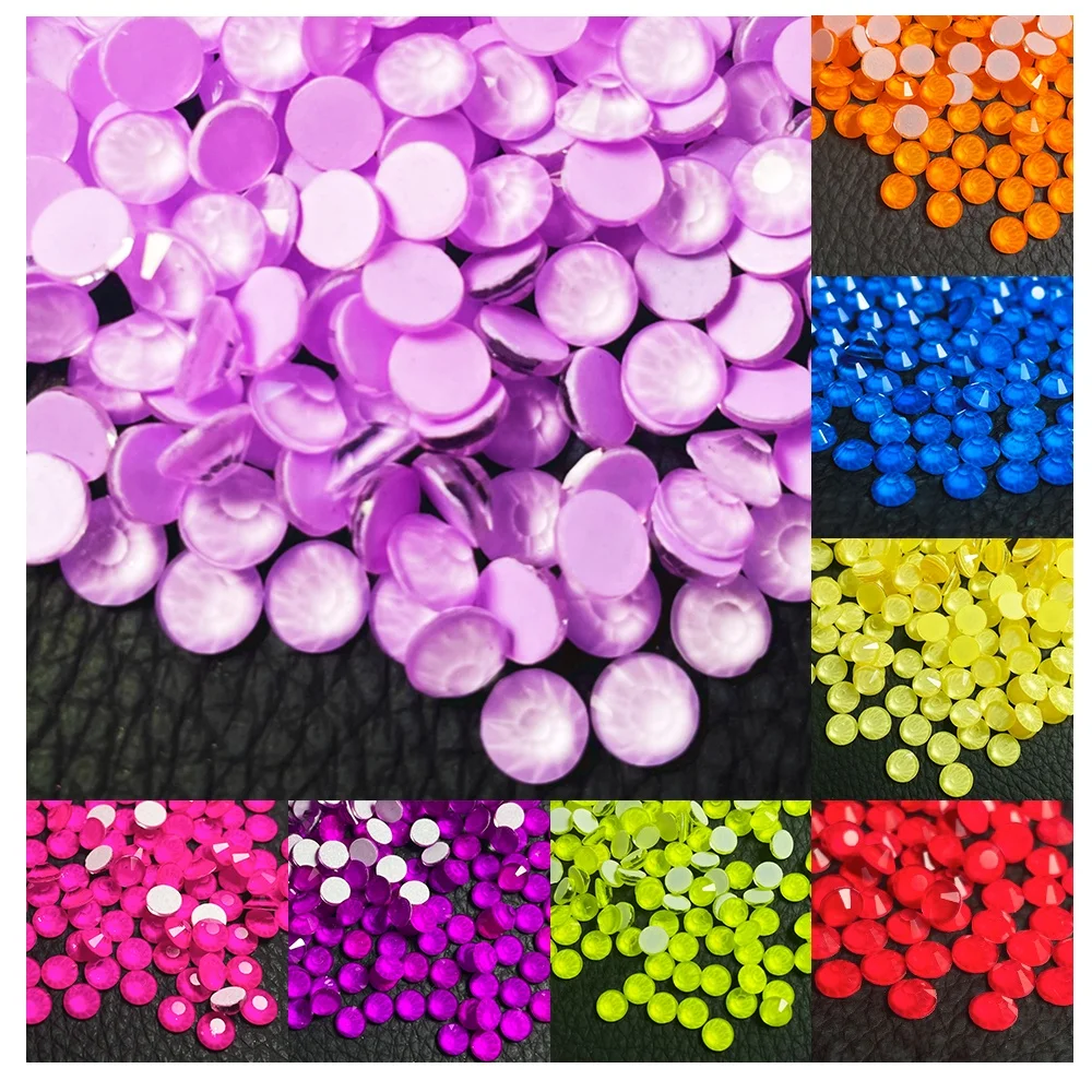 

yantuo wholesale neon Color Non Hot Fix Crystal Flat Back Rhinestones SS10 Glass rhinestones jelly For Nail Art