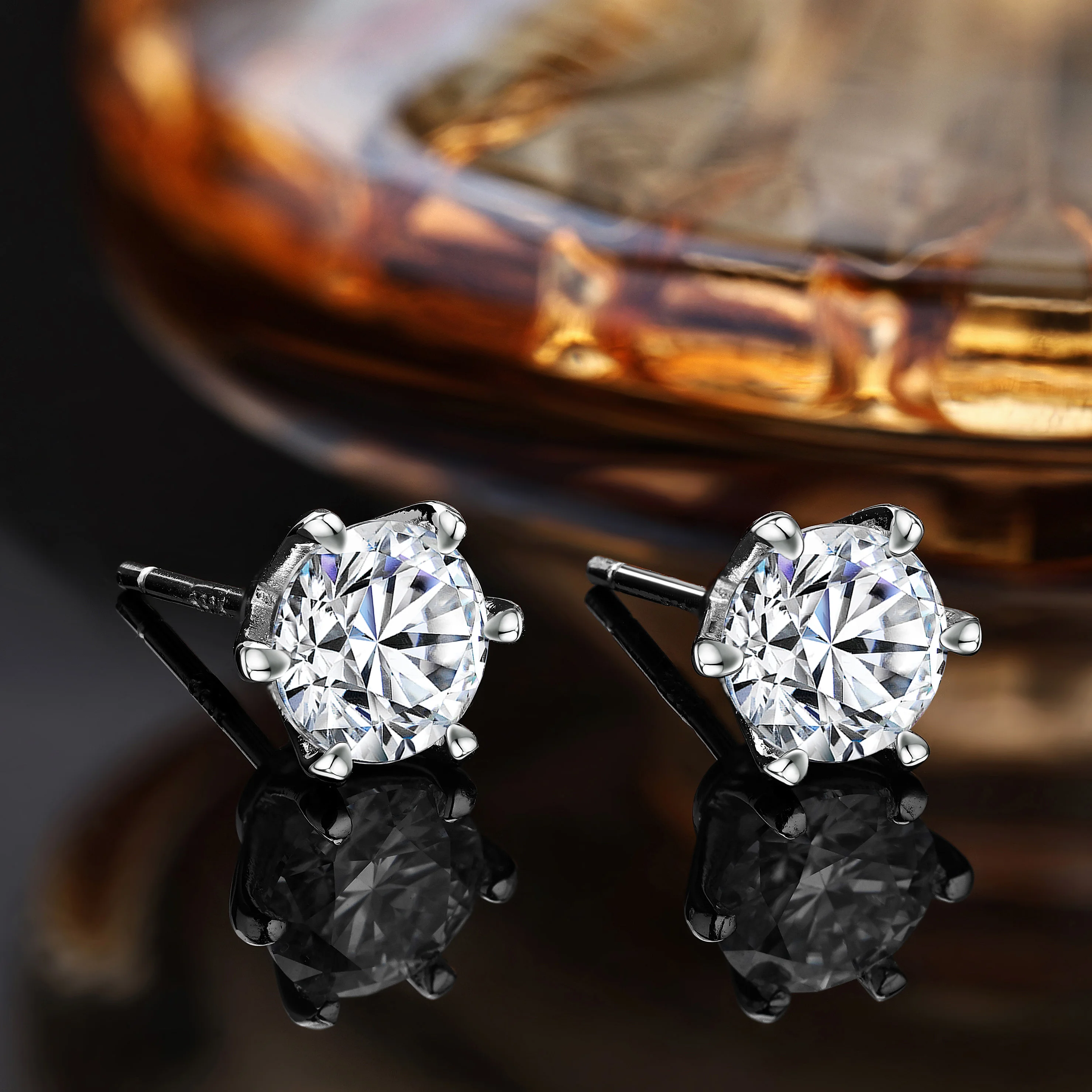 Fast Shipping Classic 925 Sterling Silver 6.5mm 1ct VVS Moissanite Minimalist Women's Stud Earrings Jewelry