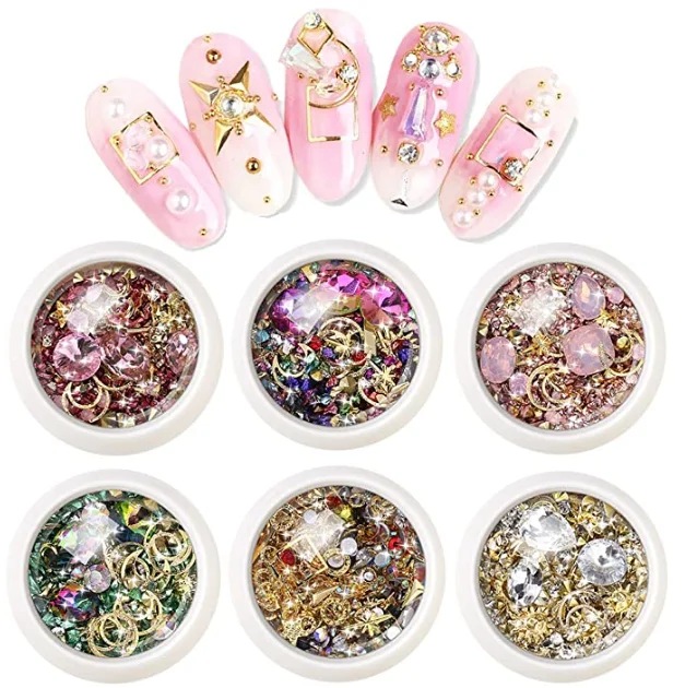 

2021 new arrivals Mixed Nail Art Rhinestones Diamonds Crystals Beads for 3D Nails Art Decoration Nail Art Supplies, As image show