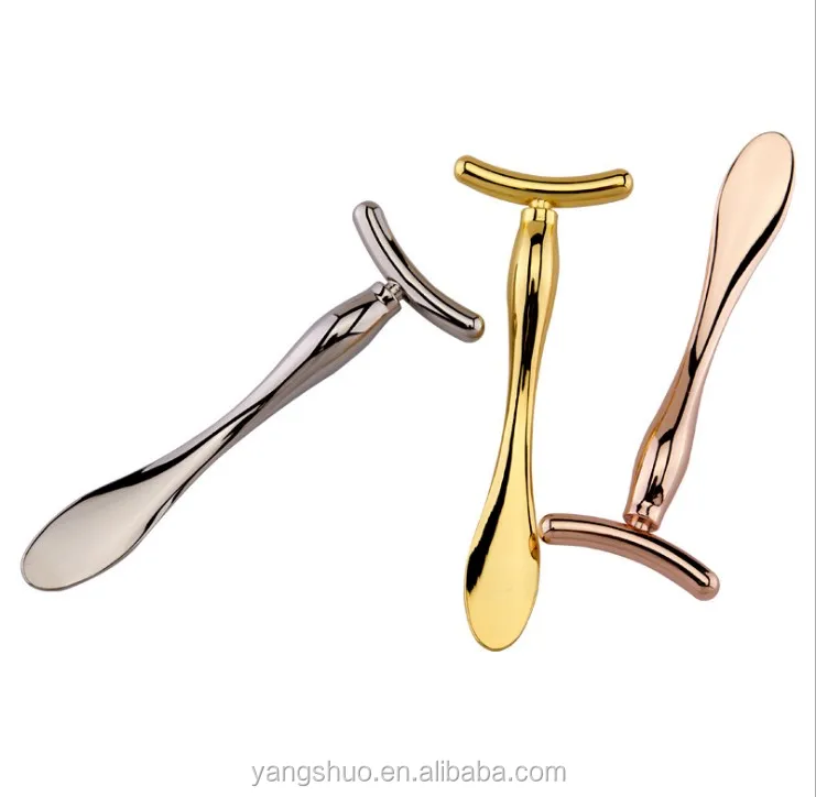 

OEM Processing Custom Metal Massage Cosmetic Spatulas Beauty Spoon Mask Spoon Eye Cream Mixing Spatula Spoon, Gold,rose gold,silver