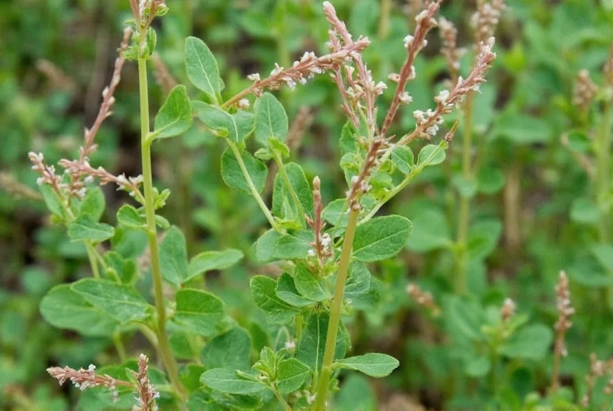 Chinese bush clover plant showing purple flowers and trifoliate leaves